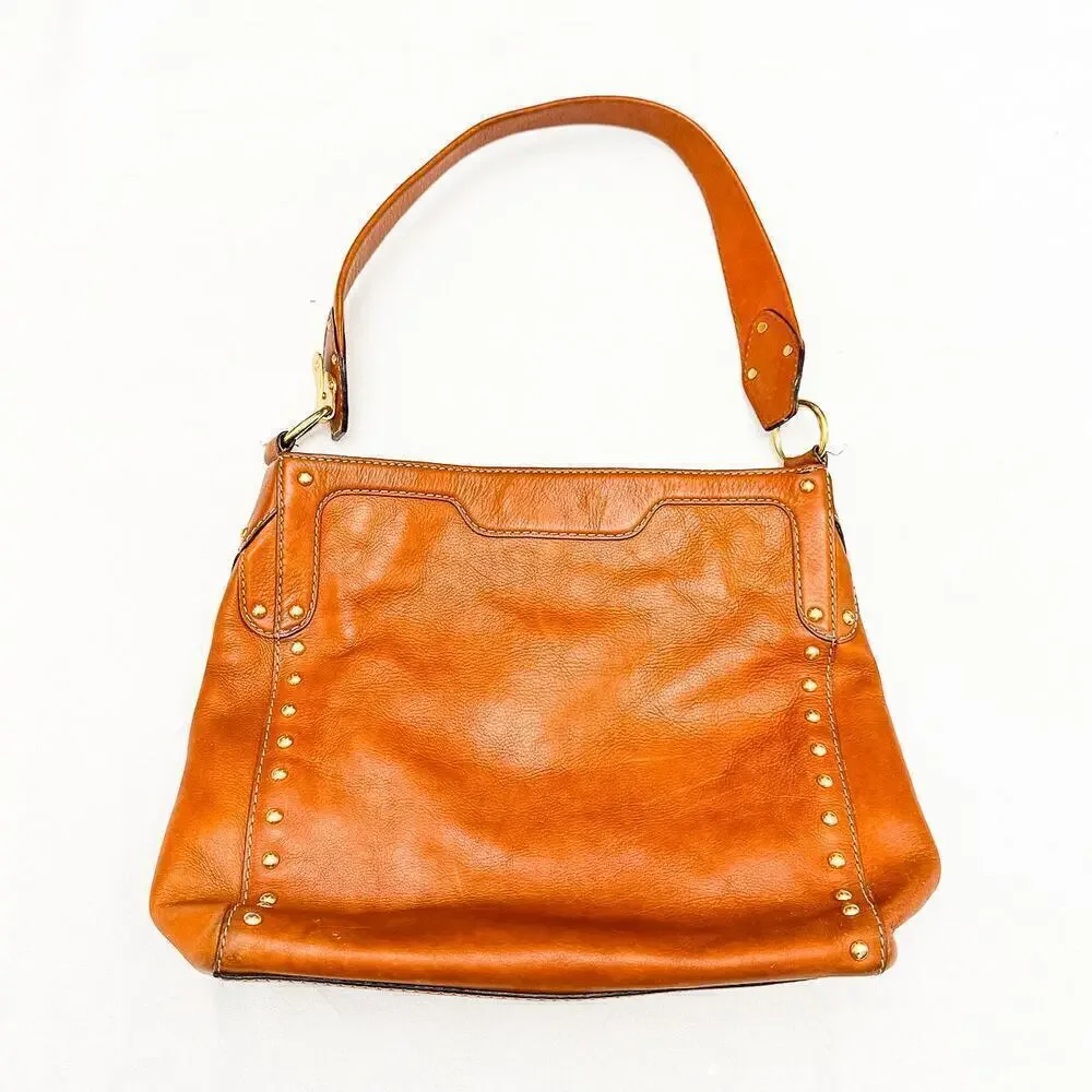 Michael Kors Leather Brown Handbag Studded Hobo